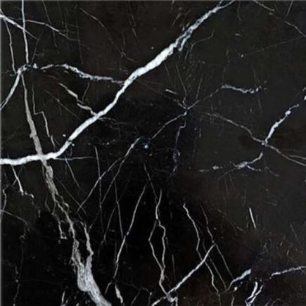 Nero Marquina marble slab with black base and white veining