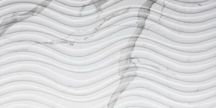 Statuario Onda 3D Porcelain Tile 24"x48" with sculpted wave texture, inspired by Italian Statuario marble.